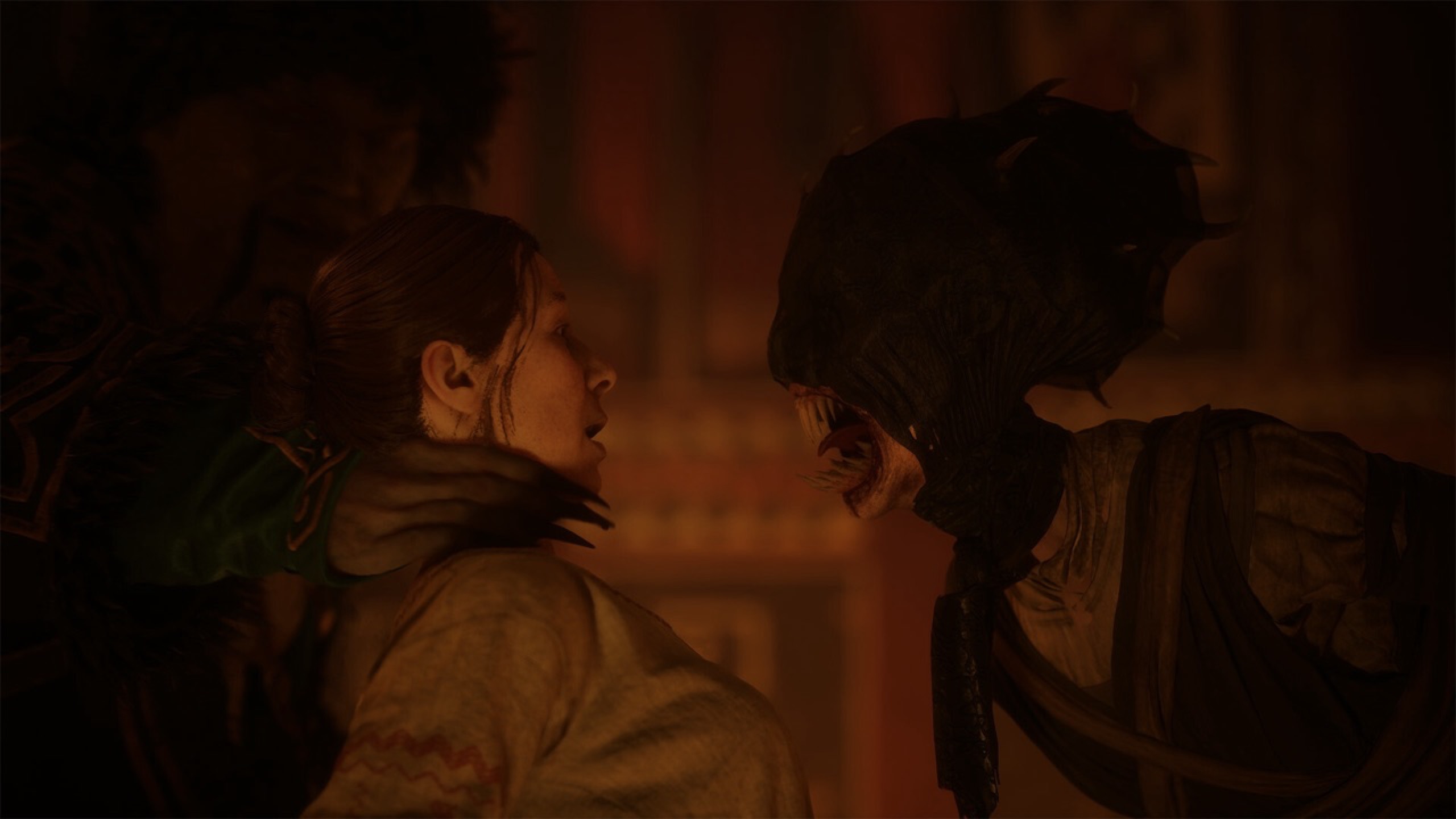 Two people embracing in warm light.
